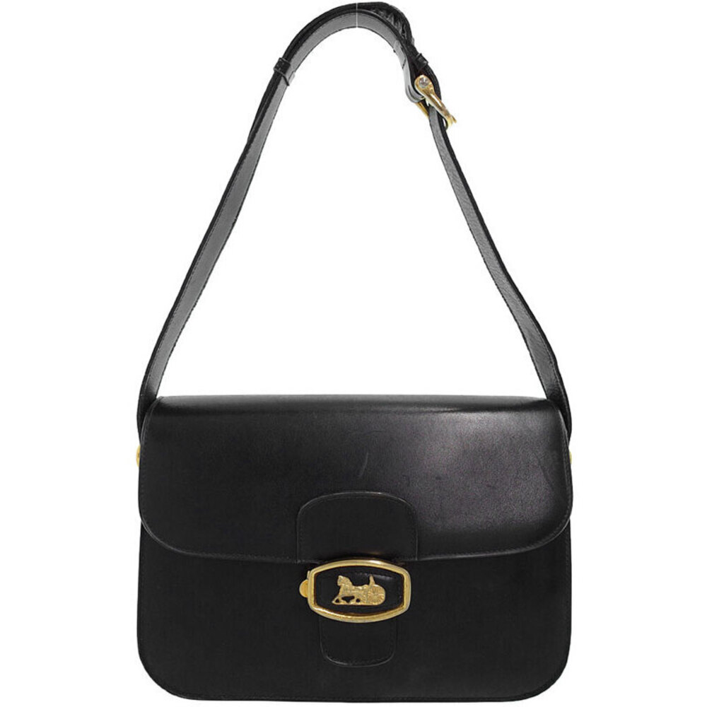 Celine Leather Shoulder Bag Horse Carriage Black